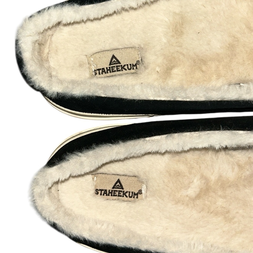 Staheekum Women's Cozy Camp Mules in Black Suede and Faux Fur Lining Size 9 - Picture 6 of 11